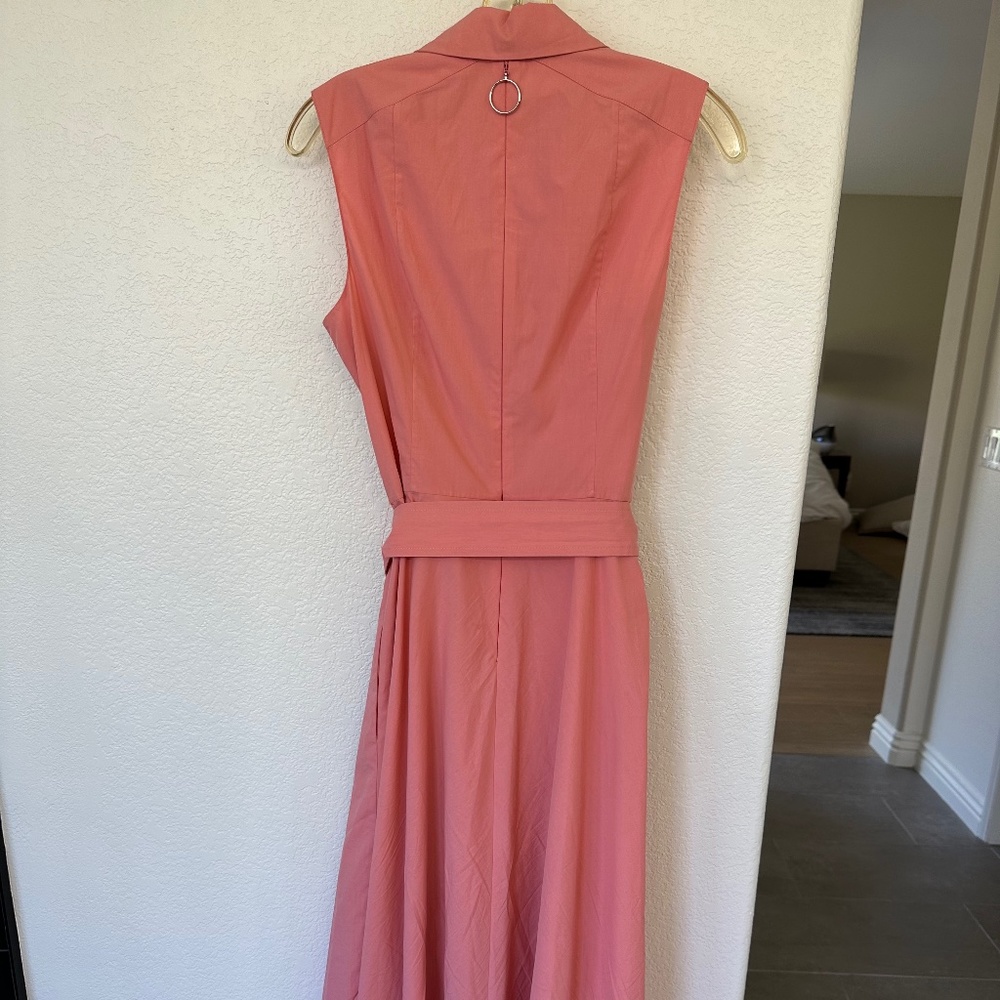 Akris Punto Belted Midi Dress, Coral, Size 6 - Picture 2 of 9
